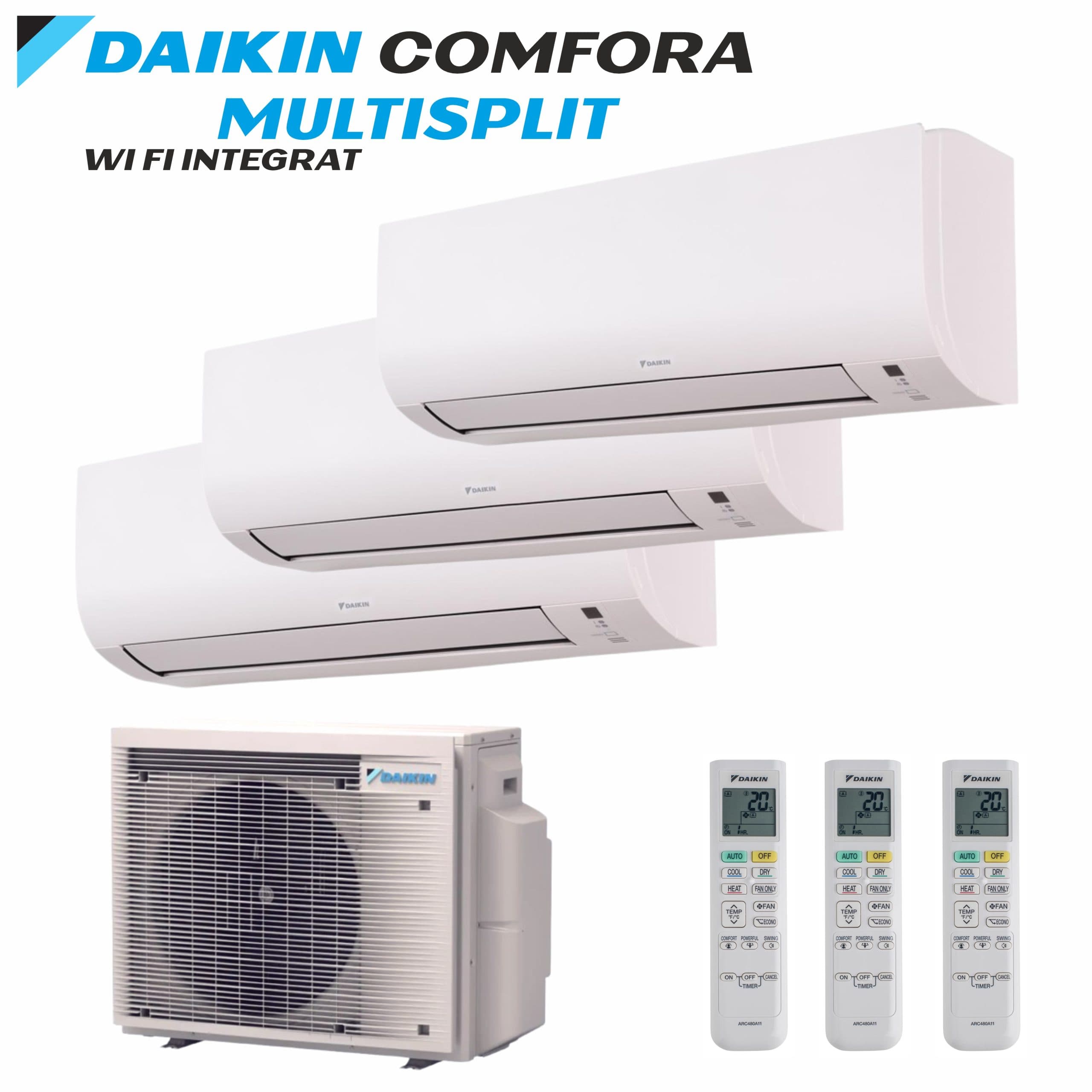 Aer Condiționat Multisplit DAIKIN COMFORA – 3 Unități Interne: 7 000 BTU + 7 000 BTU + 7 000 BTU