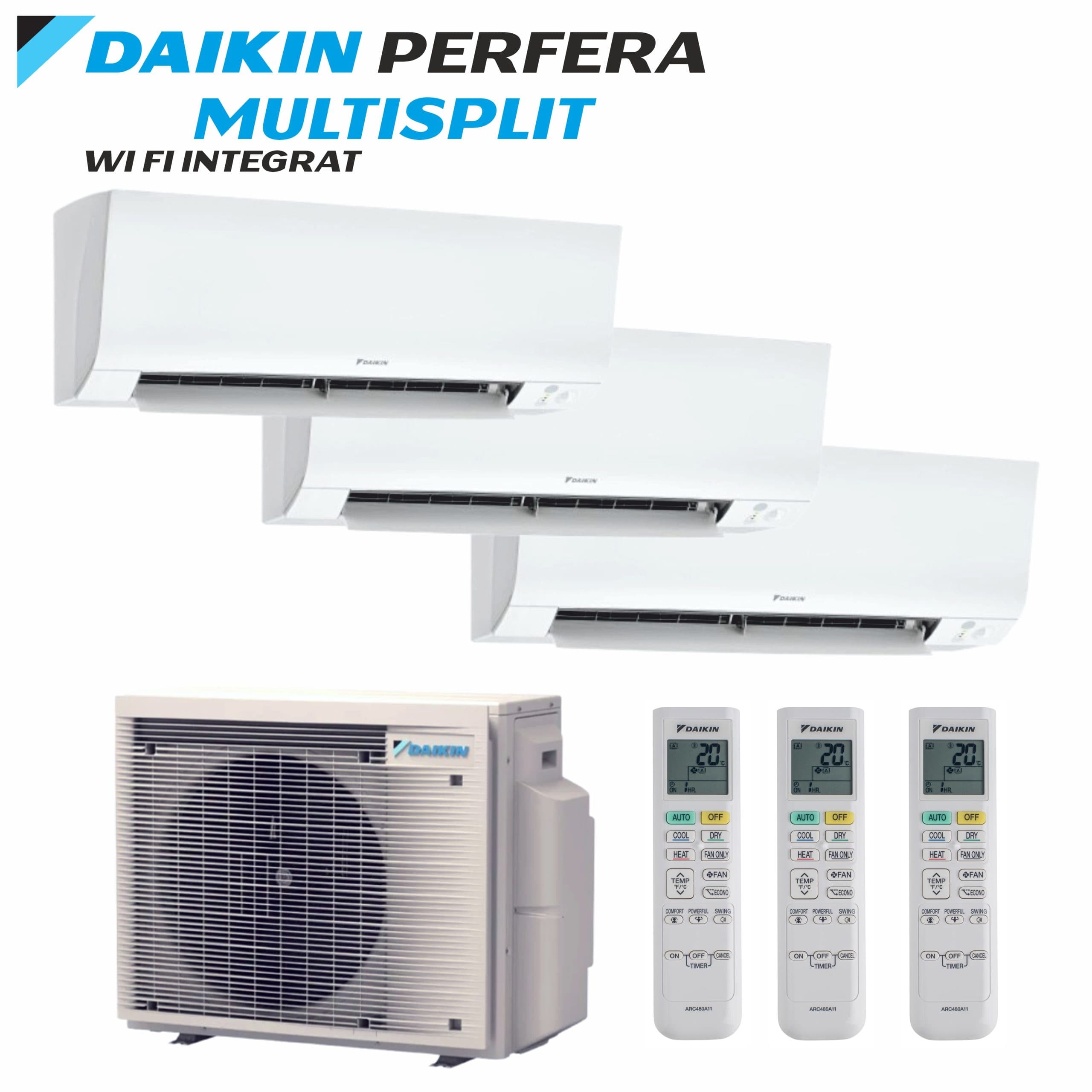 Aer Condiționat Multisplit DAIKIN PERFERA – 3 Unități Interne: 9 000 BTU + 9 000 BTU + 12 000 BTU