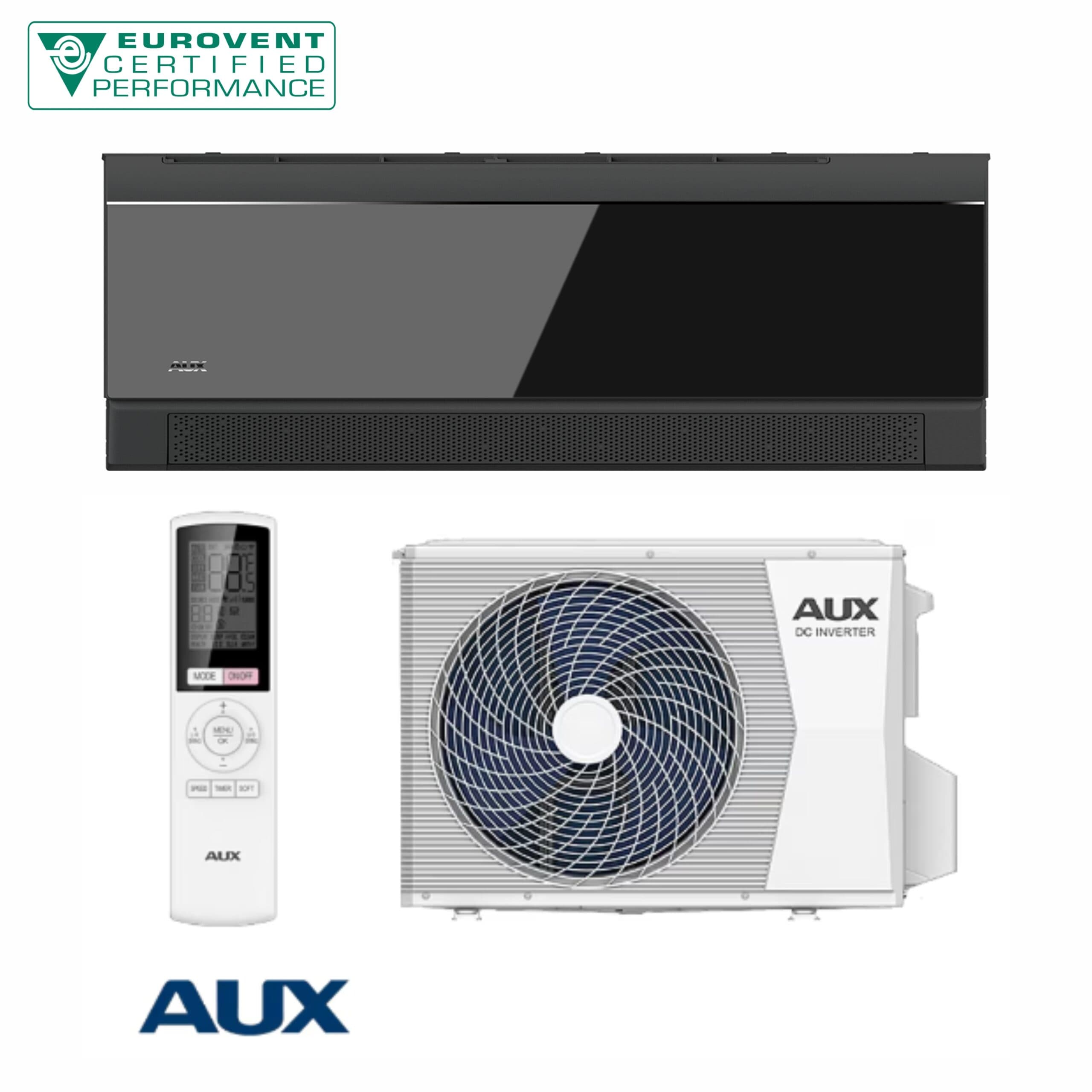 Aparat aer conditionat AUX C-ICY Black 12 000 BTU/h, WiFi Inclus, Auto Curatare, Sleep Mode, Auto Diagnoza, iFeel, Functie Anti Bacteriana, -25 grade incalzire